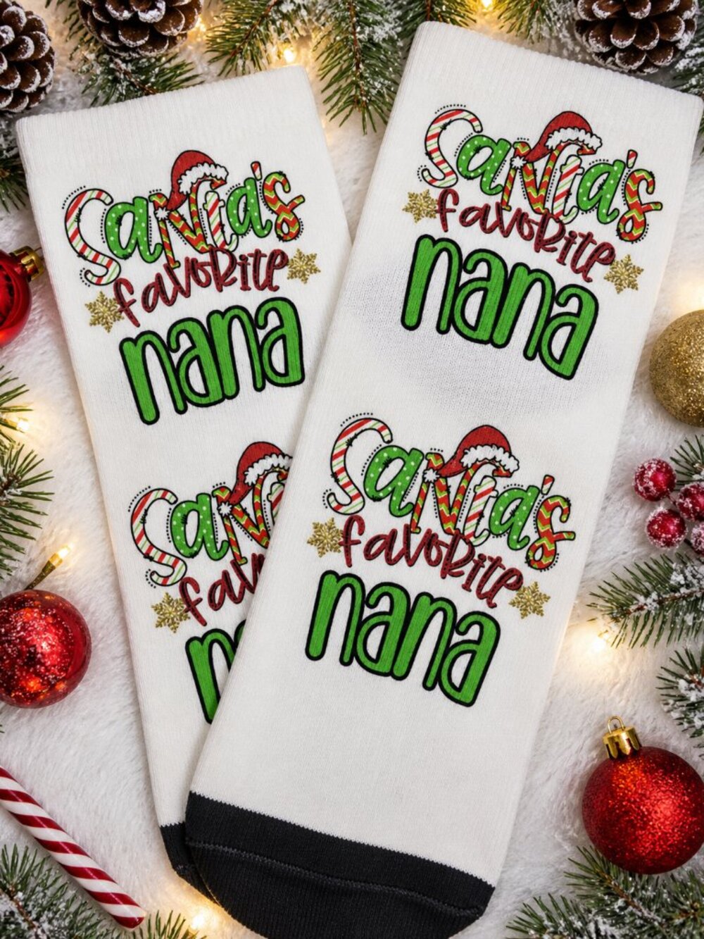 Adult Dress Ankle Socks Santa's Favorite Nana